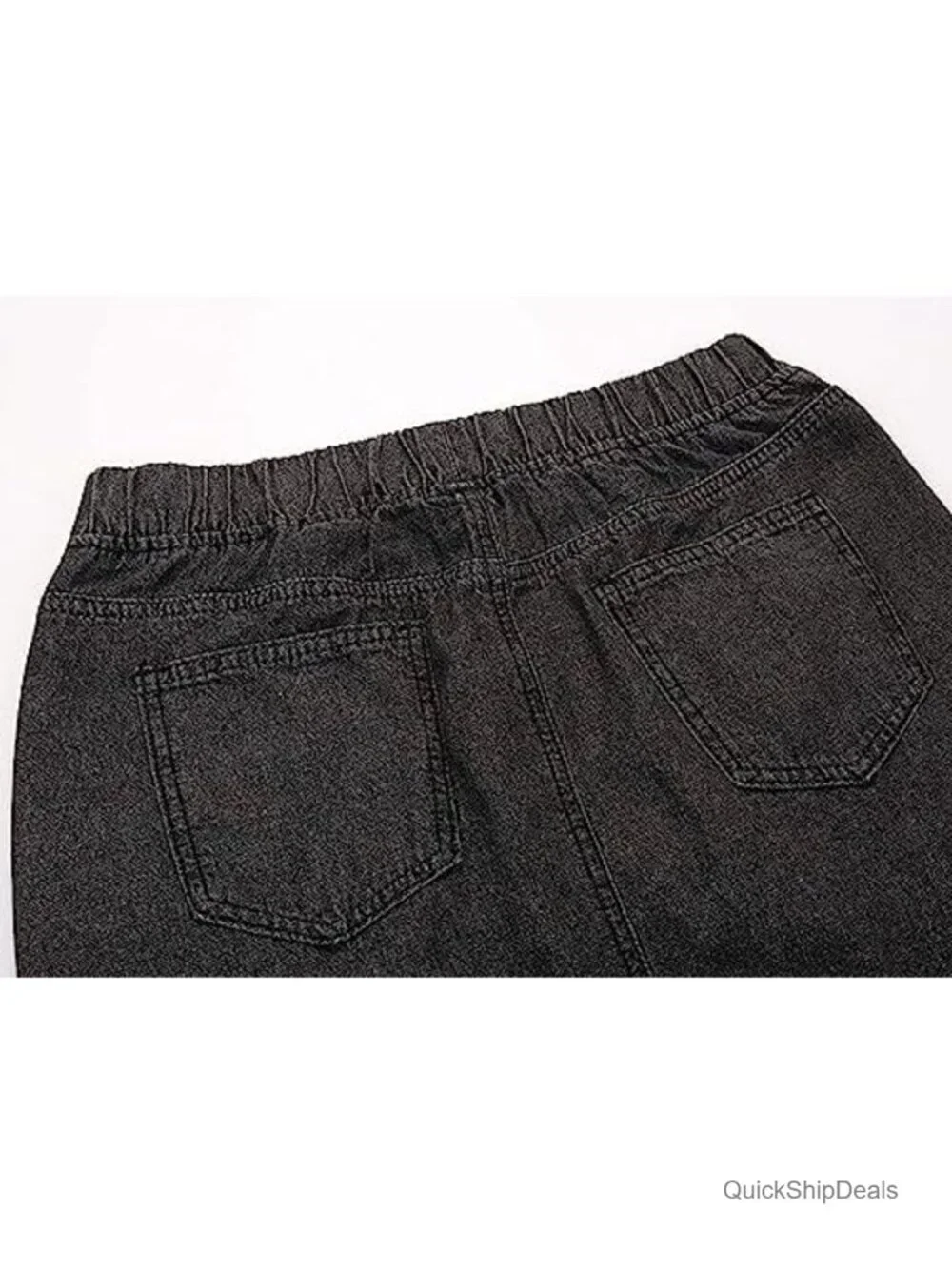 Vintage Frayed Hem A-Line Maxi Denim Skirt, High Waist Elastic, Distressed